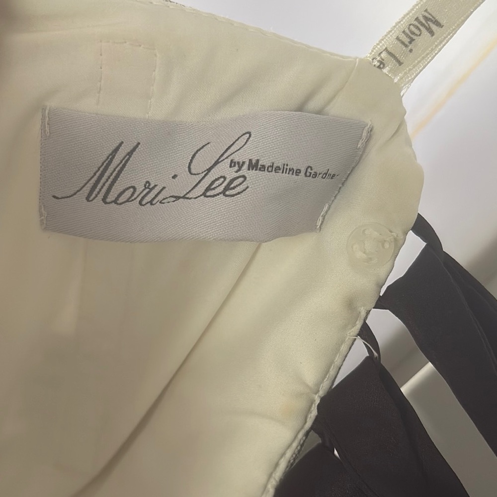 Mori Lee Black and White prom quinceañera Dress sz 9/10 tool lace sequins beauty - Picture 7 of 17